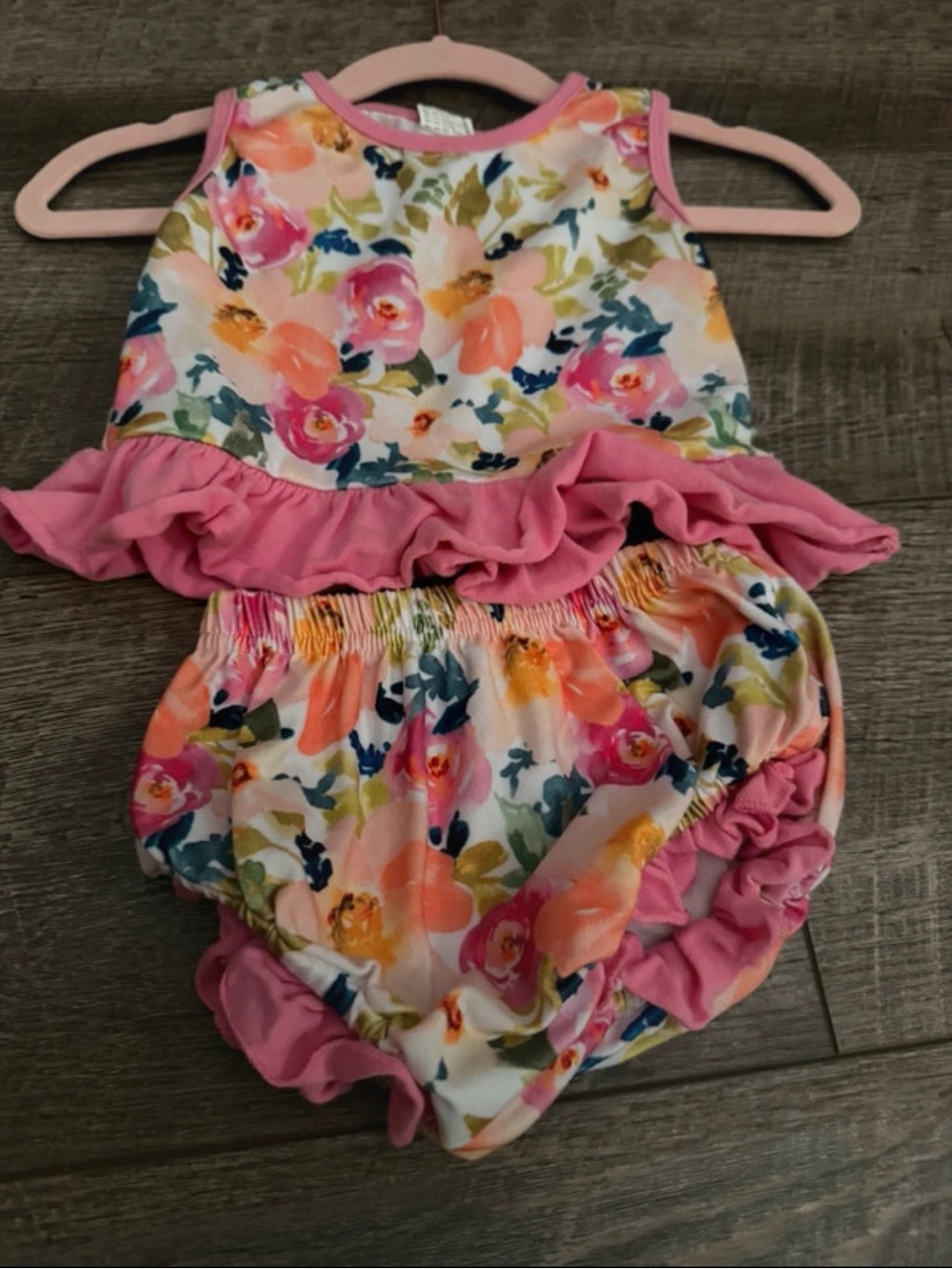 Floral Pink Ruffle Baby Bloomers Set